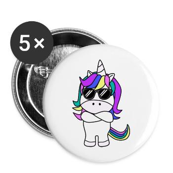 cool unicorn with sunglasses// arms crossed - Buttons large 2.2''/56 mm (5-pack) - white - Front