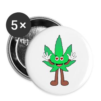 Der Bloom - Weed Cannabis Stoned Hanf Marihuana - Buttons groß 56 mm (5er Pack) - Weiß - Vorne