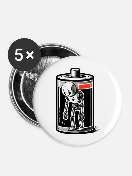 Roboter entladen - Buttons groß 56 mm (5er Pack) - Weiß