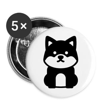 Hund - Buttons groß 56 mm (5er Pack) - Weiß - Vorne