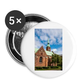 Klosterkirken, Aarhus, Dänemark - Buttons groß 56 mm (5er Pack) - Weiß - Vorne