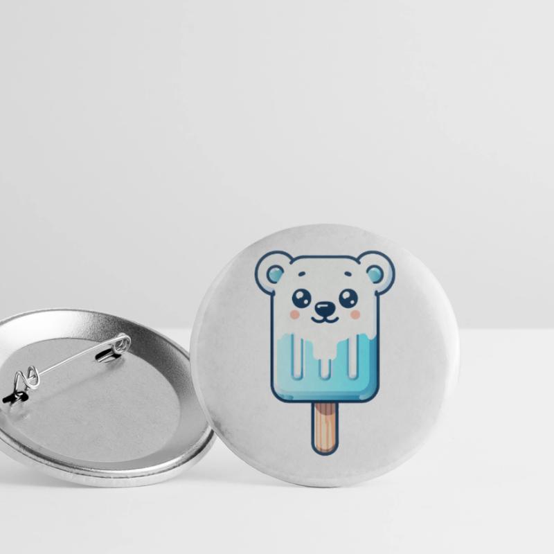Ein Eis in Form eines lächelnden Eisbären Buttons groß 56 mm (5er Pack)
