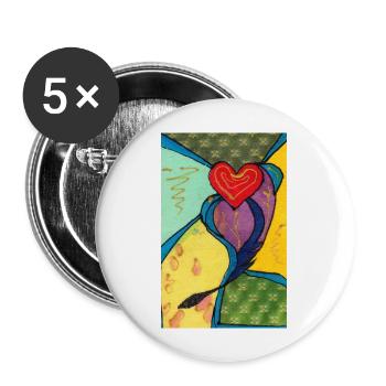 Heart - Buttons large 2.2''/56 mm (5-pack) - white - Front