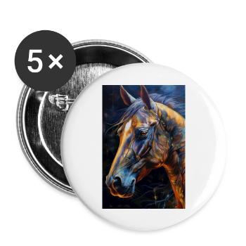 Ein Portrait von einem Pferd 1 - Buttons groß 56 mm (5er Pack) - Weiß - Vorne