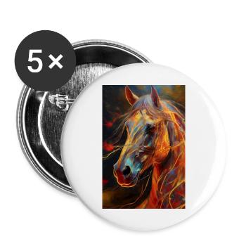 Ein Portrait von einem Pferd 3 - Buttons groß 56 mm (5er Pack) - Weiß - Vorne