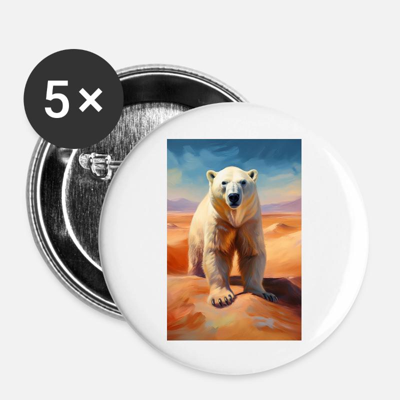 Polar bear in the desert - Buttons large 2.2''/56 mm (5-pack) - white