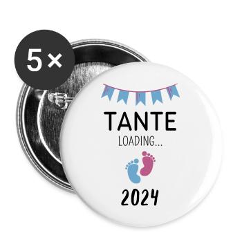Tante Loading... 2024 - Buttons groß 56 mm (5er Pack) - Weiß - Vorne