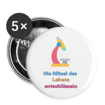 Die Rätsel des Lebens entschlüsseln - Buttons groß 56 mm (5er Pack) - Weiß - Vorne