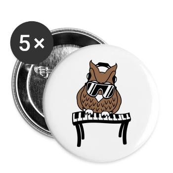 DJ Eule Nacht Vogel Klavier Keyboard Taste Spielen - Buttons groß 56 mm (5er Pack) - Weiß - Vorne