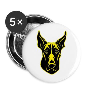 Doberman Hund Tier Porträt - Buttons groß 56 mm (5er Pack) - Weiß - Vorne