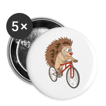 hedgehog on a bike - Buttons large 2.2''/56 mm (5-pack) - white - Front