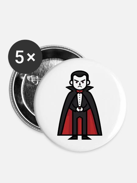 Vampir Halloween Comic - Buttons groß 56 mm (5er Pack) - Weiß