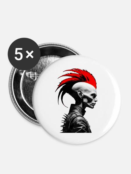 Punkx - Buttons groß 56 mm (5er Pack) - Weiß
