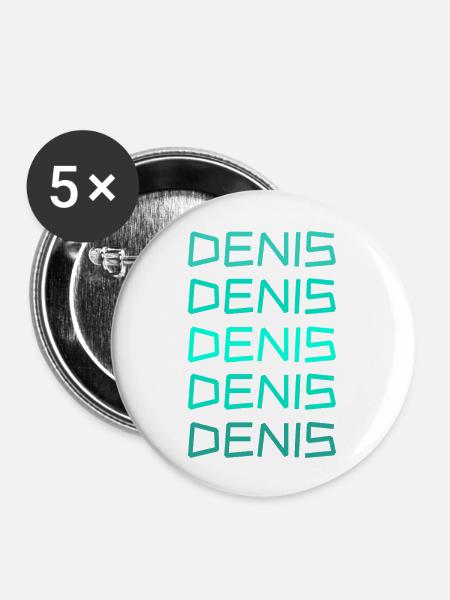 Vorname Denis - Buttons groß 56 mm (5er Pack) - Weiß