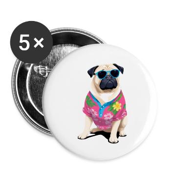 Chill Chihuahua with Beach Vibes - Buttons large 2.2''/56 mm (5-pack) - white - Front