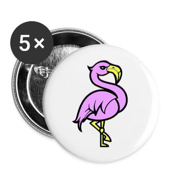Flamingo Comic - Buttons large 2.2''/56 mm (5-pack) - white - Front