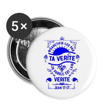 Jean 1717 BLEU - Lot de 5 grands badges (56 mm) - blanc - Devant