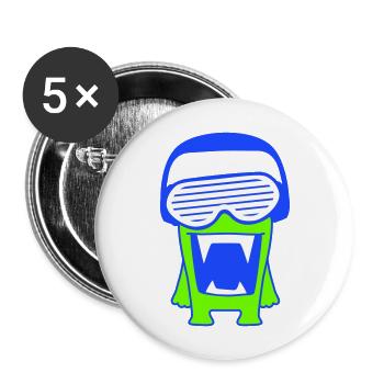 DJ Monster Alien Alien Party Music Fun - Buttons large 2.2''/56 mm (5-pack) - white - Front