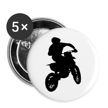Coureur de motocross - Lot de 5 grands badges (56 mm) - blanc - Devant