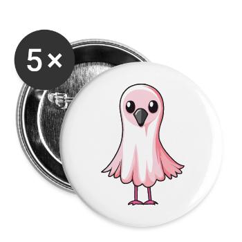 Flamant rose Halloween bande dessinée fantôme - Lot de 5 grands badges (56 mm) - blanc - Devant