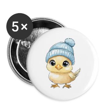 Chicken Cute Baby Kids Animal Chick Cartoon - Buttons large 2.2''/56 mm (5-pack) - white - Front