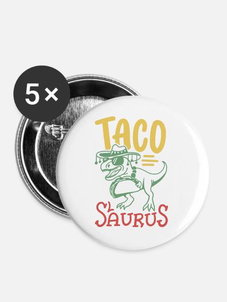 Taco Saurus Cinco de Mayo Mexikaner - Buttons groß 56 mm (5er Pack) - Weiß