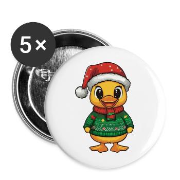 Noël de canard - Lot de 5 grands badges (56 mm) - blanc - Devant