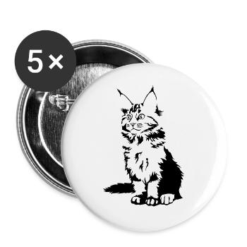 Maine Coon Cat - Buttons large 2.2''/56 mm (5-pack) - white - Front