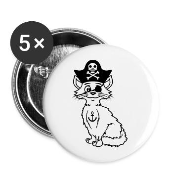 Cute Pirate Cats Buccaneer Eye Patch Hat Costume - Buttons large 2.2''/56 mm (5-pack) - white - Front