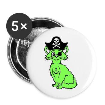 Cute Pirate Cats Buccaneer Eye Patch Hat Costume - Buttons large 2.2''/56 mm (5-pack) - white - Front