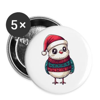 Dove Bird Christmas - Buttons large 2.2''/56 mm (5-pack) - white - Front