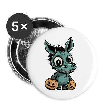 Esel Halloween Comic Lustig - Buttons groß 56 mm (5er Pack) - Weiß - Vorne