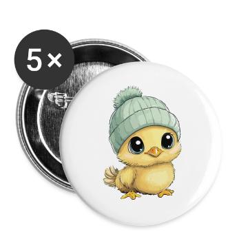 Chicken Cute Baby Kids Animal Chick Cartoon - Buttons large 2.2''/56 mm (5-pack) - white - Front