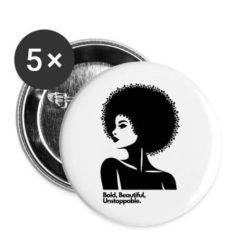 Afro Queen Silhouette - Buttons large 2.2''/56 mm (5-pack) - white - Front