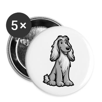 Afghan Hound Hund Comic Niedlich - Buttons groß 56 mm (5er Pack) - Weiß - Vorne