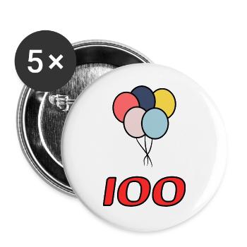 100. 100 YEARS. 100th ANNIVERSARY. BIRTHDAY 100 - Buttons large 2.2''/56 mm (5-pack) - white - Front