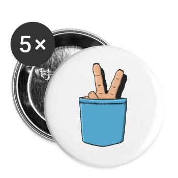 Peace and Love - Buttons groß 56 mm (5er Pack) - Weiß - Vorne