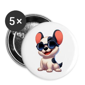 French Bulldog 6 - Buttons large 2.2''/56 mm (5-pack) - white - Front