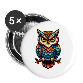Owl - Buttons large 2.2''/56 mm (5-pack) - white - Front