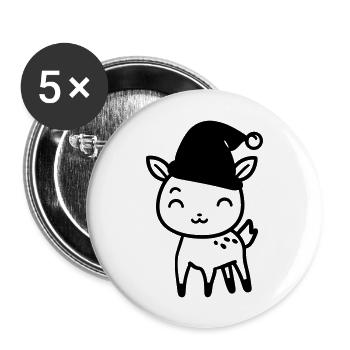 Hirsch - Buttons groß 56 mm (5er Pack) - Weiß - Vorne