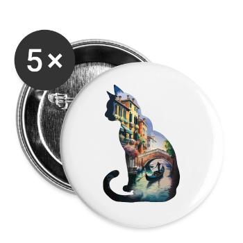 Silhouette de cercle de la ville vénitienne - Lot de 5 grands badges (56 mm) - blanc - Devant