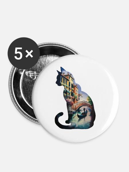 Venezianischer Stadtkreis Silhouette - Buttons groß 56 mm (5er Pack) - Weiß