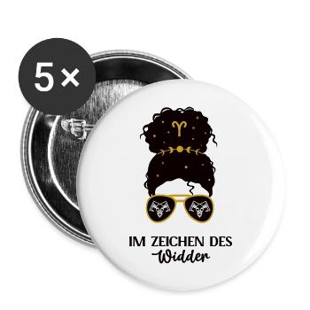 Sternzeichen Widder Geburtstag Tierkreiszeichen - Buttons groß 56 mm (5er Pack) - Weiß - Vorne