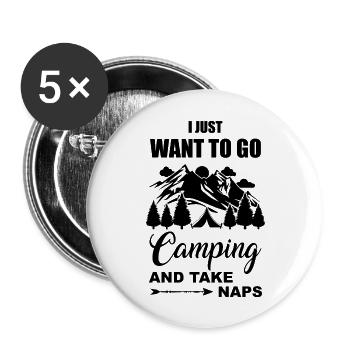 Camping camping-car caravane Attitude to Life - Lot de 5 grands badges (56 mm) - blanc - Devant