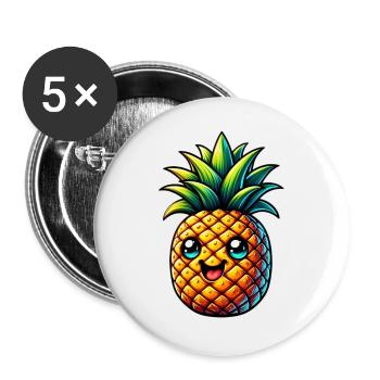 Pineapple - Buttons large 2.2''/56 mm (5-pack) - white - Front