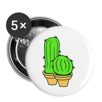2 Small Cacti Cactus Spines Desert Flower Pot - Buttons large 2.2''/56 mm (5-pack) - white - Front