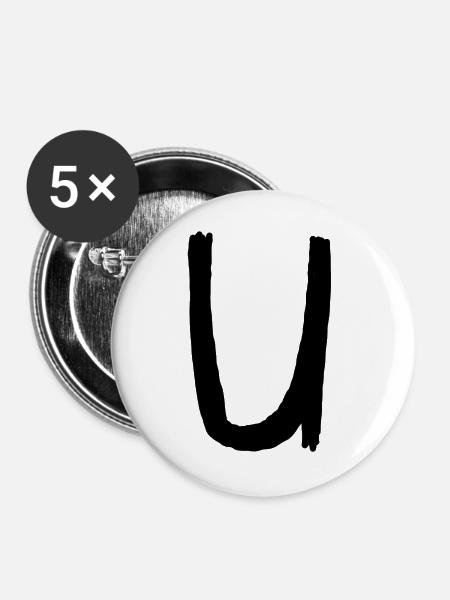 Buchstaben U - Buttons groß 56 mm (5er Pack) - Weiß