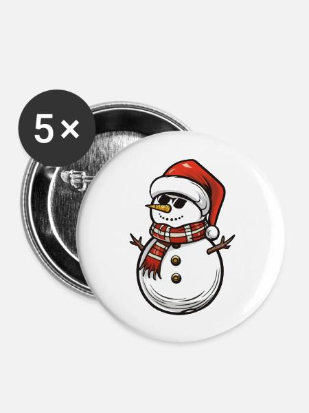 schneemann cool santa - Buttons groß 56 mm (5er Pack) - Weiß