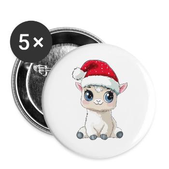 Alpaca Christmas Cute Cute Llama Christmas - Buttons large 2.2''/56 mm (5-pack) - white - Front