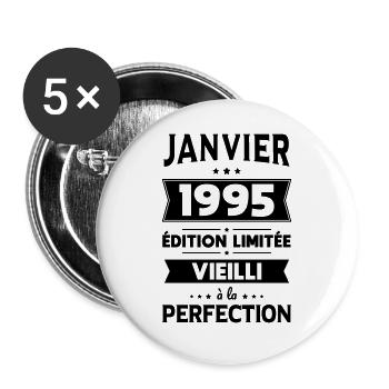 Anniversaire 30 ans - Janvier 1995 Perfection - Lot de 5 grands badges (56 mm) - blanc - Devant
